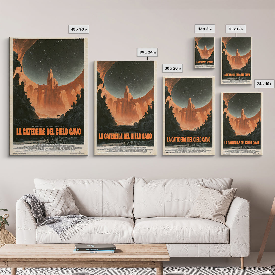 The Cathedral Of The Hollow Sky, Italian Language Horror Movie Poster, 1970s Horror Art, Eldritch Cinema Wall Art, Framed Canvas Print