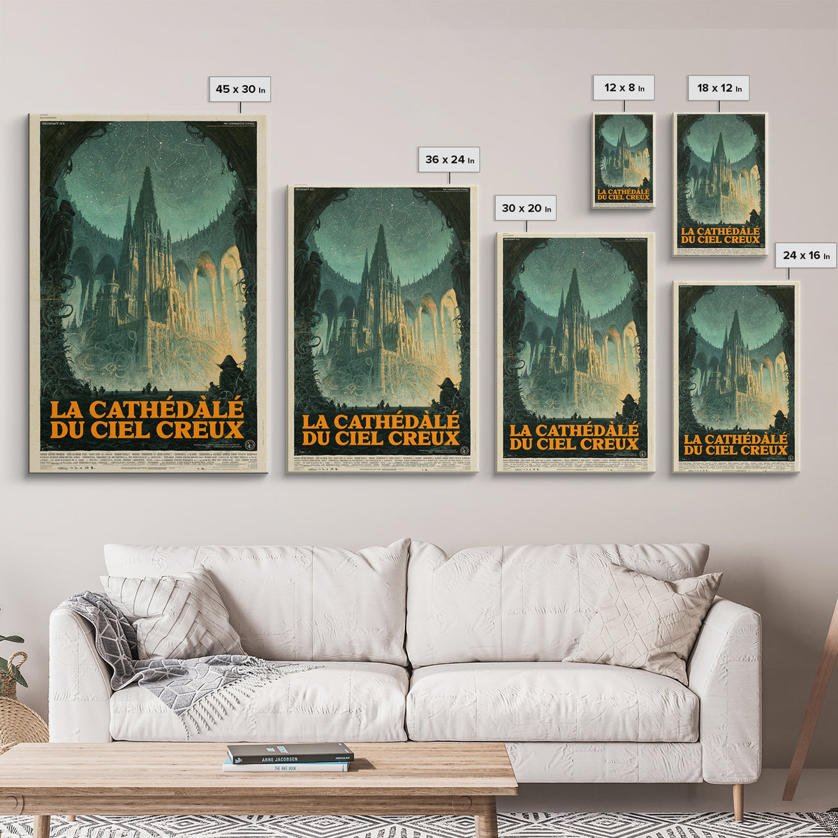 The Cathedral Of The Hollow Sky, French Language Horror Movie Poster, 1960s Horror Art, Gothic Cinema Wall Art, Framed Canvas Print