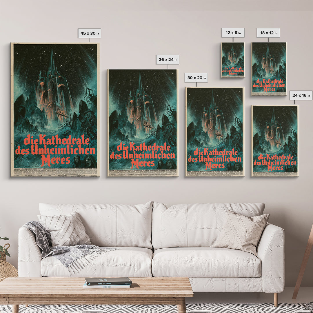 The Cathedral Of The Eldritch Sea, German Language Horror Movie Poster, 1960s Horror Art, Retro Horror Movie Art, Canvas Print