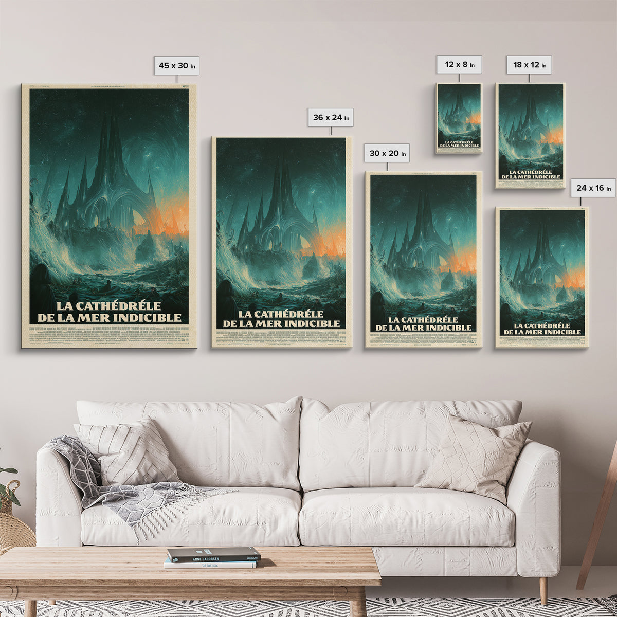 The Cathedral Of The Eldritch Sea, French Language Horror Movie Poster, 1960s Horror Art, Gothic Cinema Wall Art, Framed Canvas Print