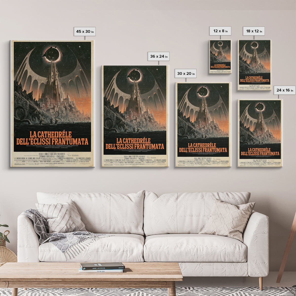 The Cathedral Of The Shattered Eclipse, Italian Language Horror Movie Poster, 1970s Horror Art, Gothic Cinema Wall Art, Framed Canvas Print