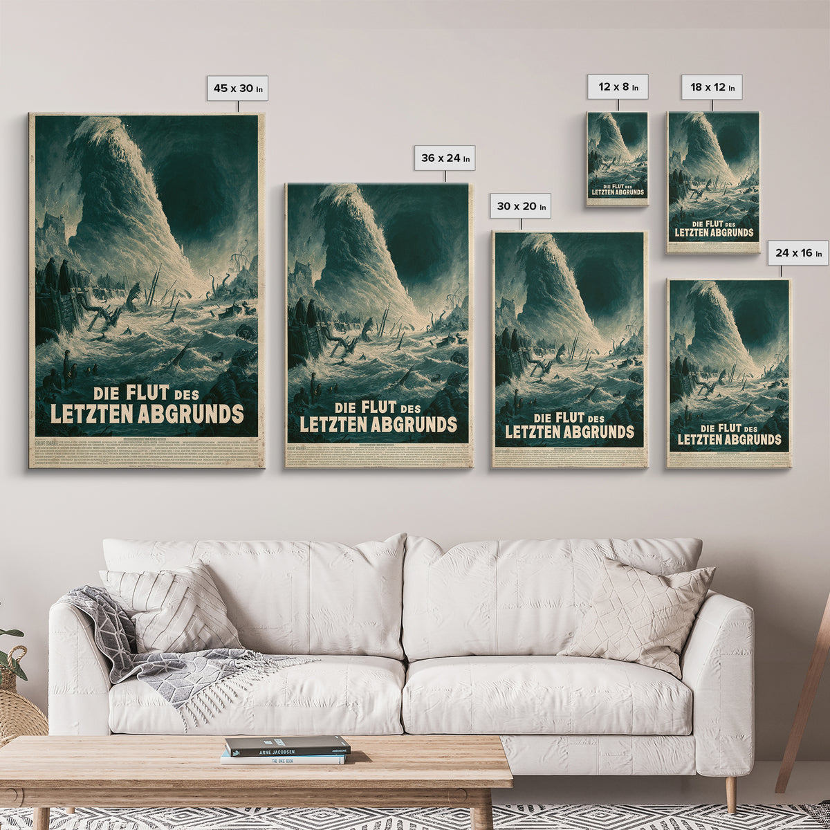 The Tide Of The Last Abyss, German Language Horror Movie Poster, 1960s Horror Art, Eldritch Cinema Wall Art, Framed Canvas Print