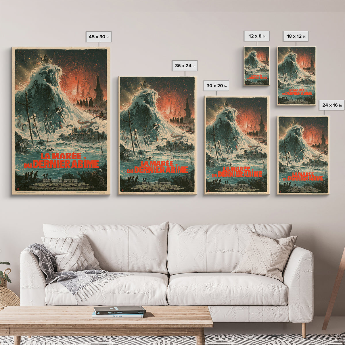 The Tide Of The Last Abyss, French Language Horror Movie Poster, 1960s Horror Art, Eldritch Cinema Wall Art, Framed Canvas Print