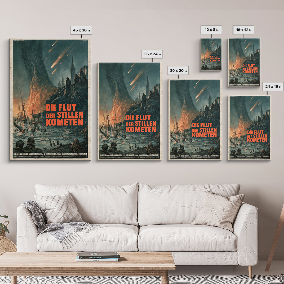 The Tide Of Silent Comets, German Language Horror Movie Poster, 1960s Horror Art, Lovecraftian Horror Poster, Framed Canvas Print