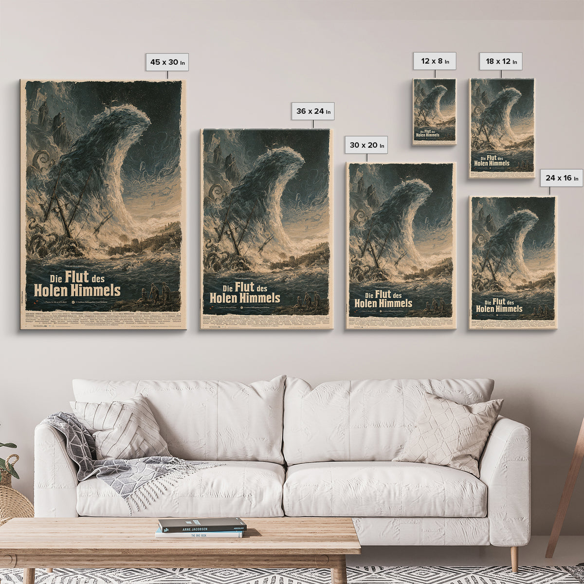 The Tide Of The Hollow Sky, German Language Horror Movie Poster, 1960s Horror Art, Gothic Cinema Wall Art, Framed Canvas Print