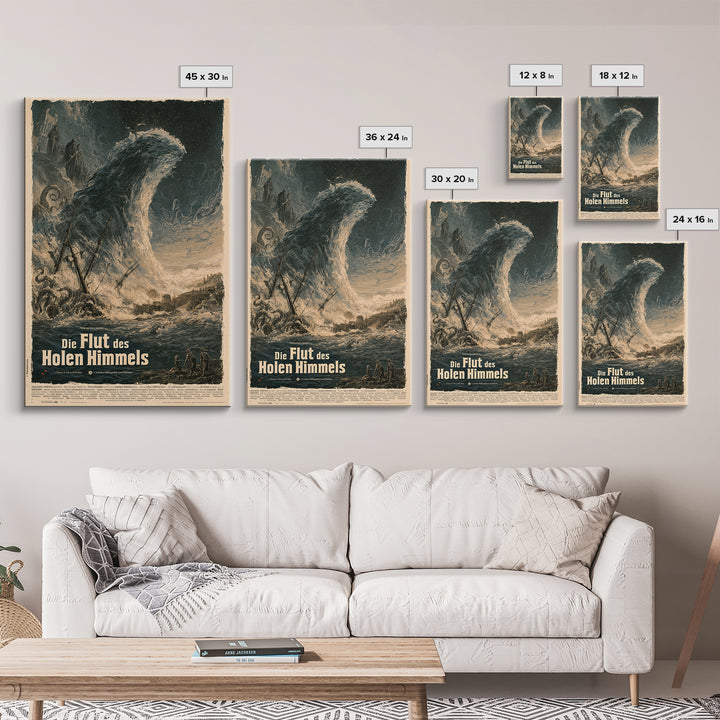 The Tide Of The Hollow Sky, German Language Horror Movie Poster, 1960s Horror Art, Gothic Cinema Wall Art, Framed Canvas Print
