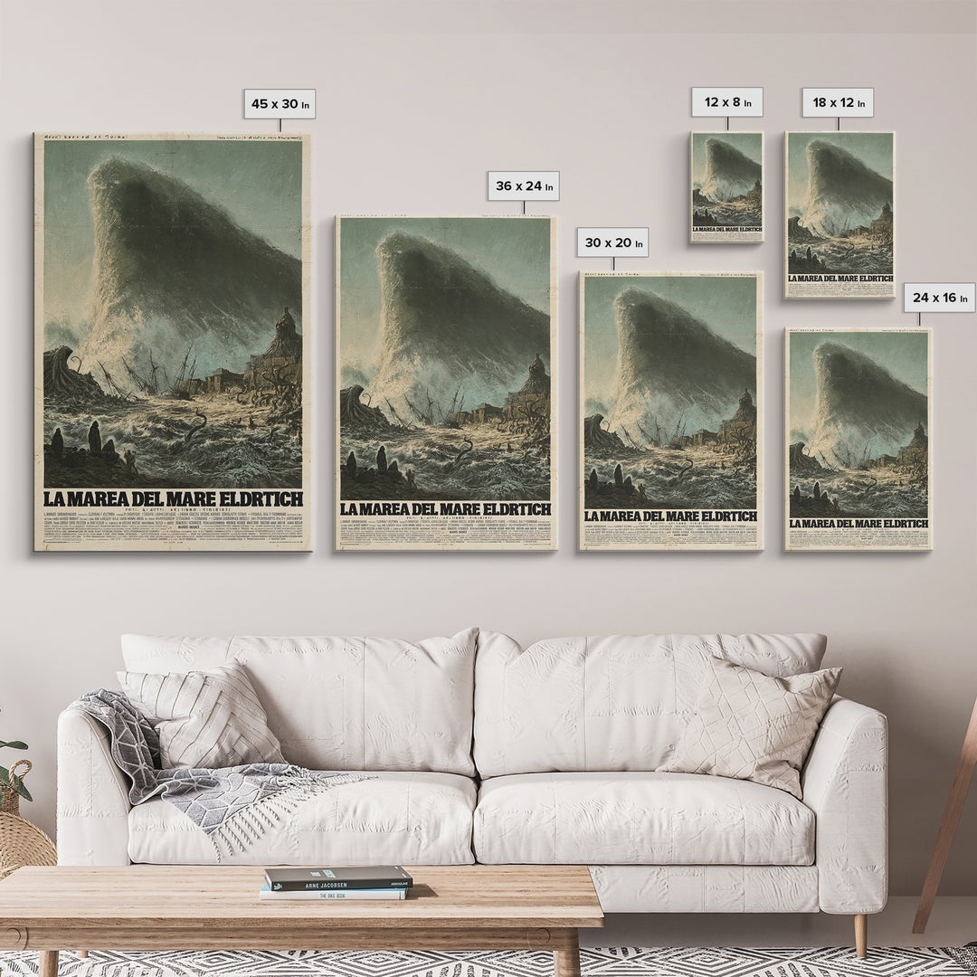The Tide Of The Eldritch Sea, Italian Language Horror Movie Poster, 1970s Horror Art, Gothic Cinema Wall Art, Framed Canvas Print
