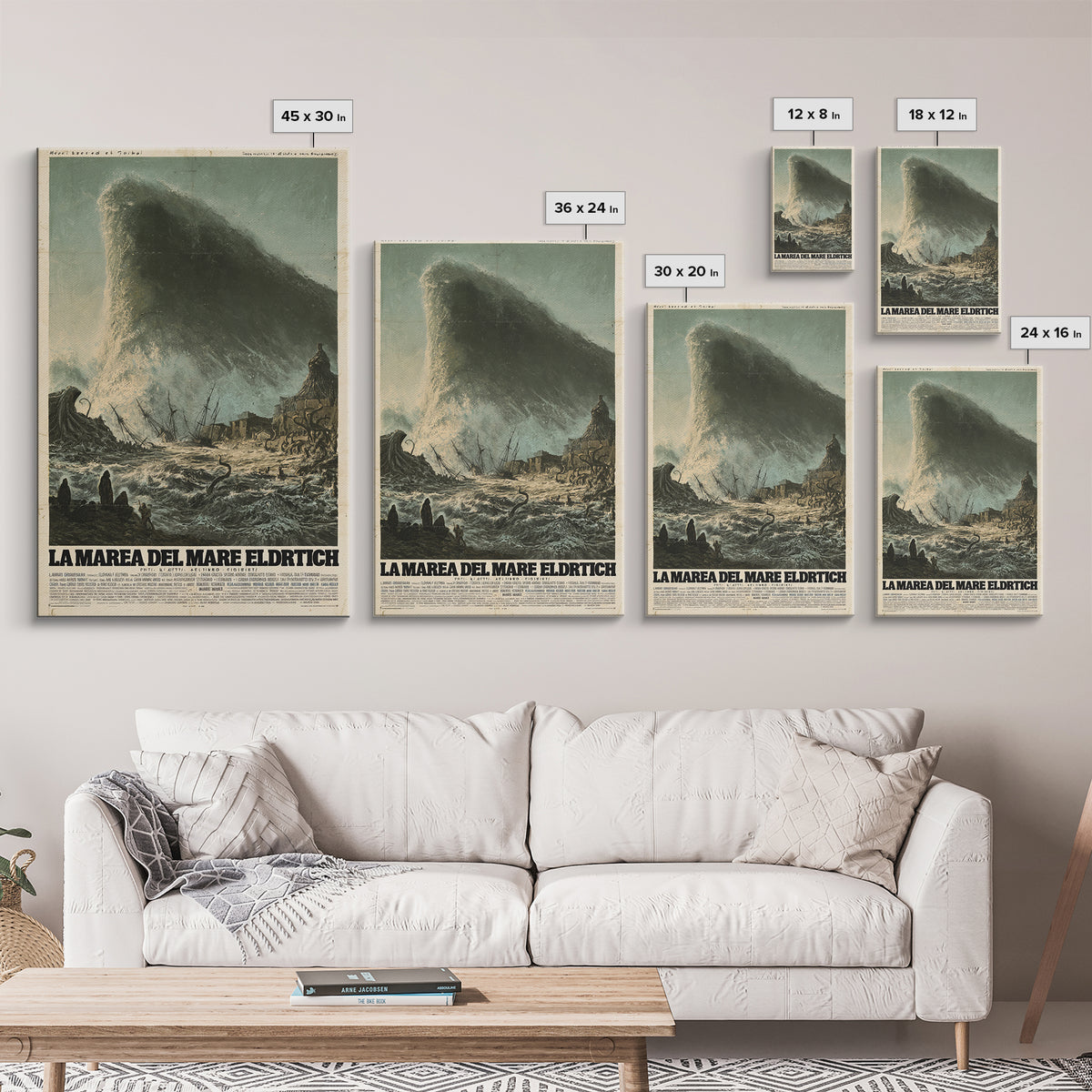 The Tide Of The Eldritch Sea, Italian Language Horror Movie Poster, 1970s Horror Art, Gothic Cinema Wall Art, Framed Canvas Print