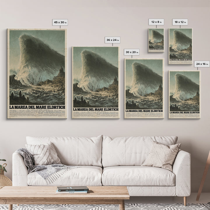 The Tide Of The Eldritch Sea, Italian Language Horror Movie Poster, 1970s Horror Art, Gothic Cinema Wall Art, Framed Canvas Print