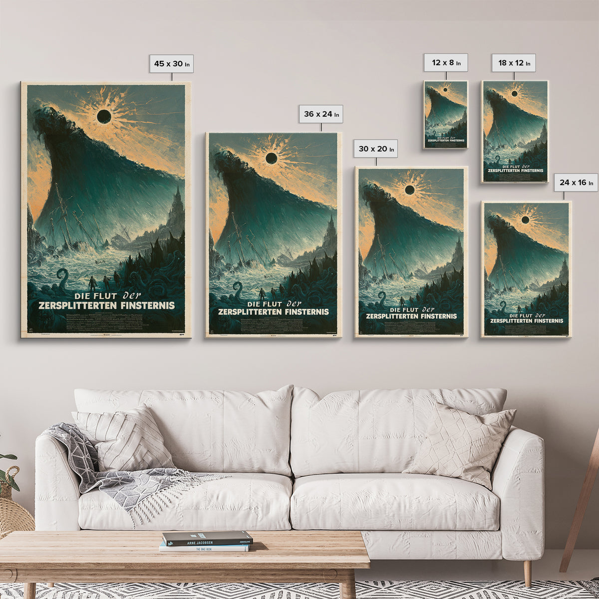 The Tide Of The Shattered Eclipse, German Language Horror Movie Poster, 1960s Horror Art, Gothic Cinema Wall Art, Framed Canvas Print