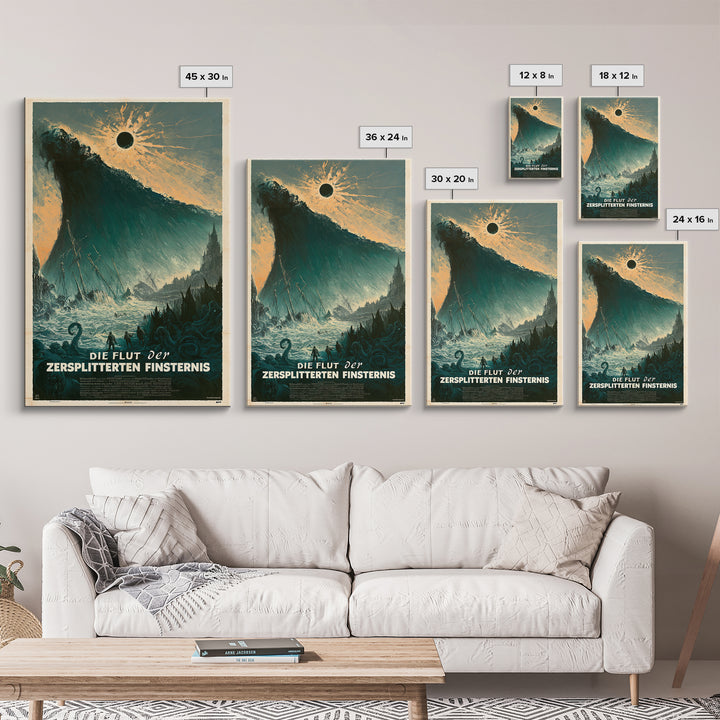 The Tide Of The Shattered Eclipse, German Language Horror Movie Poster, 1960s Horror Art, Gothic Cinema Wall Art, Framed Canvas Print