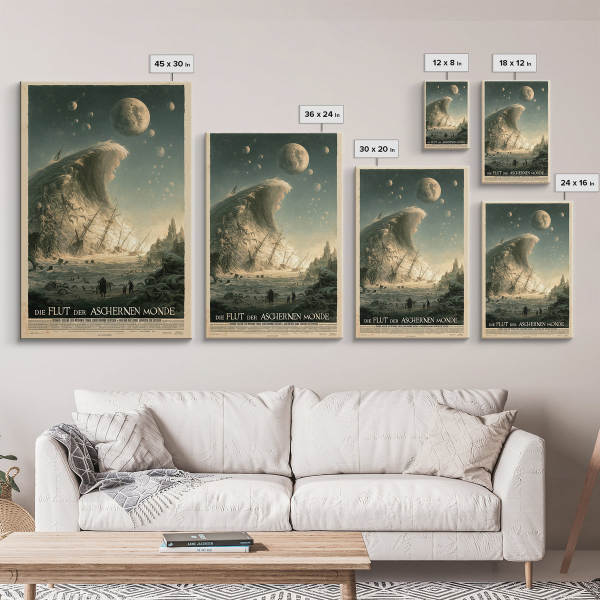 The Tide Of Ashen Moons, German Language Horror Movie Poster, 1960s Horror Art, Lovecraftian Horror Poster, Framed Canvas Print
