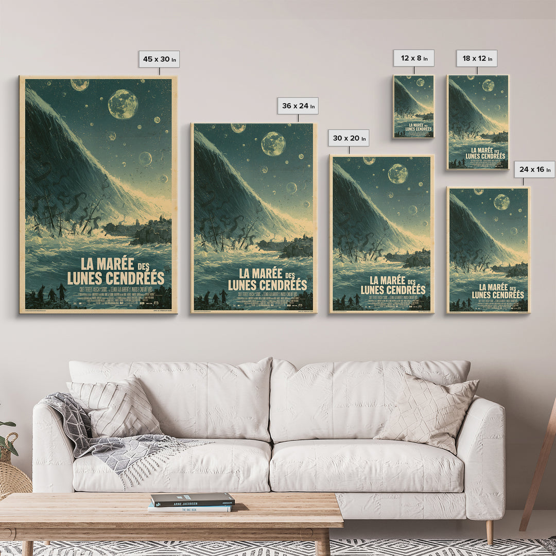 The Tide Of Ashen Moons, French Language Horror Movie Poster, 1960s Horror Art, Gothic Cinema Wall Art, Framed Canvas Print