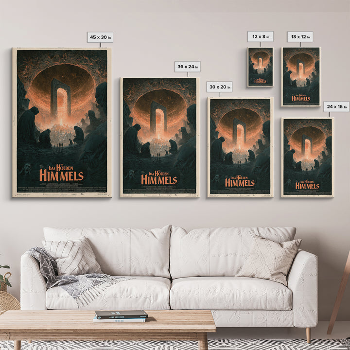 The Gate Of The Hollow Sky, German Language Horror Movie Poster, 1960s Horror Art, Gothic Cinema Wall Art, Framed Canvas Print
