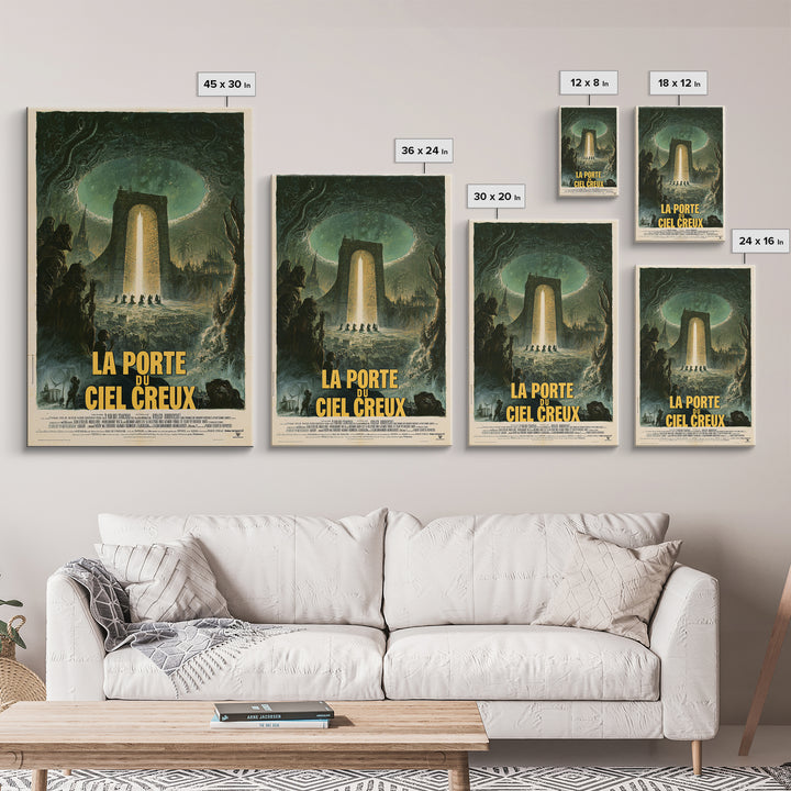 The Gate Of The Hollow Sky, French Language Horror Movie Poster, 1960s Horror Art, Eldritch Cinema Wall Art, Framed Canvas Print