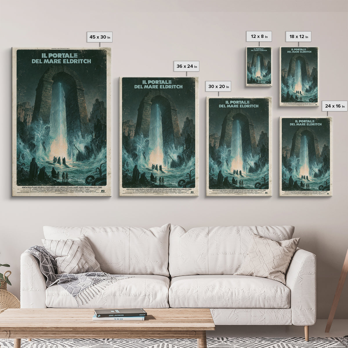 The Gate Of The Eldritch Sea, Italian Language Horror Movie Poster, 1970s Horror Art, Eldritch Cinema Wall Art, Framed Canvas Print