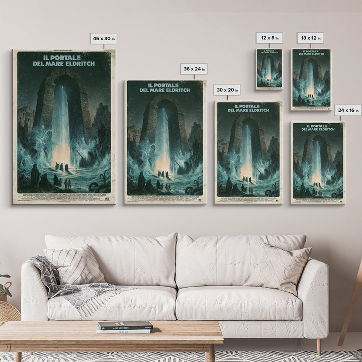 The Gate Of The Eldritch Sea, Italian Language Horror Movie Poster, 1970s Horror Art, Eldritch Cinema Wall Art, Framed Canvas Print