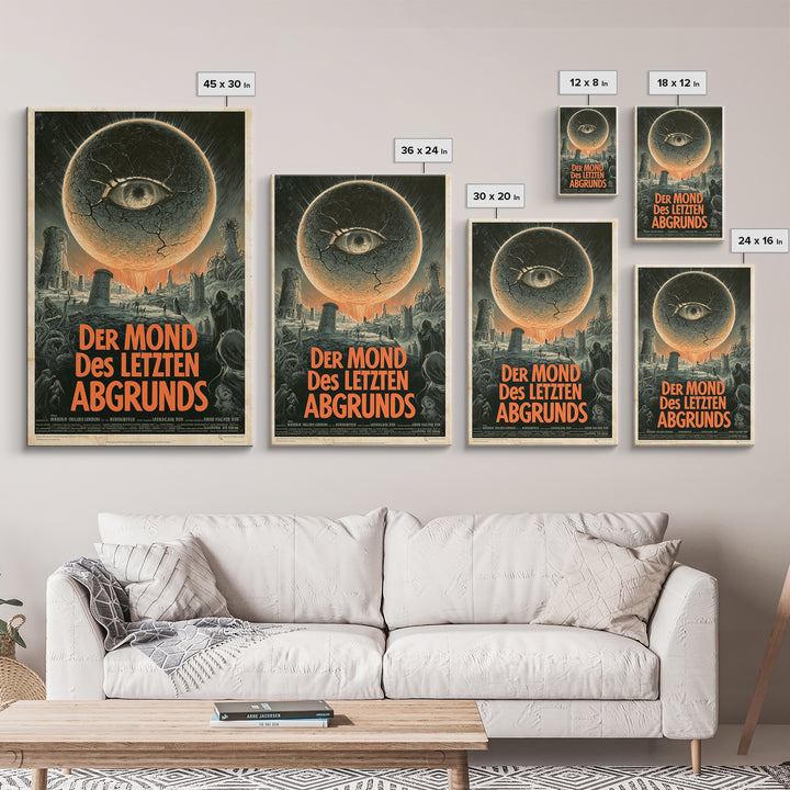 The Moon Of The Last Abyss, German Language Horror Movie Poster, 1960s Horror Art, Eldritch Cinema Wall Art, Framed Canvas Print