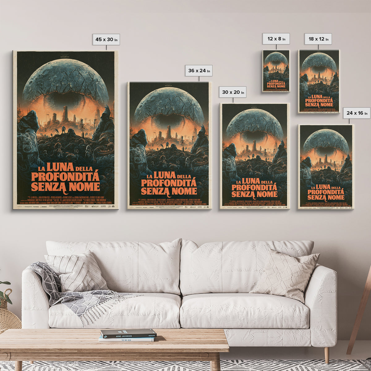 The Moon Of The Nameless Deep, Italian Language Horror Movie Poster, 1970s Horror Art, Gothic Cinema Wall Art, Framed Canvas Print