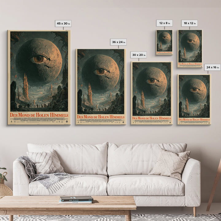 The Moon Of The Hollow Sky, German Language Horror Movie Poster, 1960s Horror Art, Lovecraftian Horror Poster, Framed Canvas Print