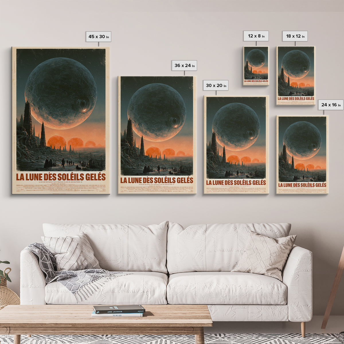 The Moon Of Frozen Suns, French Language Horror Movie Poster, 1960s Horror Art, Gothic Cinema Wall Art, Framed Canvas Print, Halloween Decor