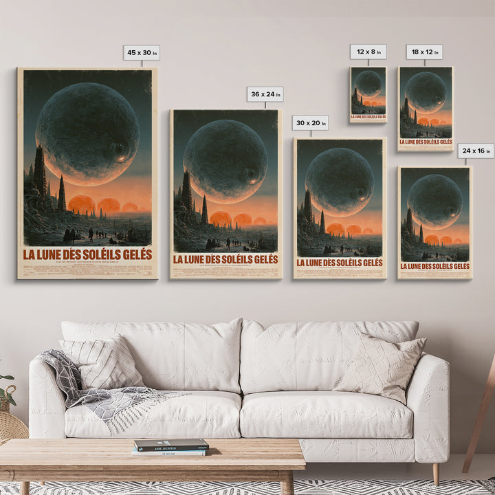 The Moon Of Frozen Suns, French Language Horror Movie Poster, 1960s Horror Art, Gothic Cinema Wall Art, Framed Canvas Print, Halloween Decor