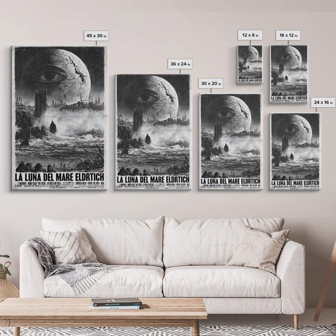 The Moon Of The Eldritch Sea, Italian Language Horror Movie Poster, 1970s Horror Art, Gothic Cinema Wall Art, Framed Canvas Print