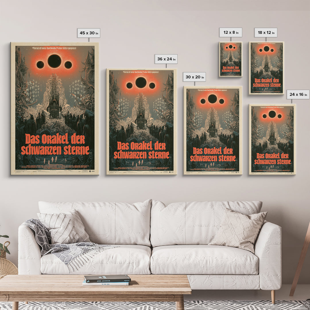 The Oracle Of Black Stars, German Language Horror Movie Poster, 1960s Horror Art, Gothic Cinema Wall Art, Framed Canvas Print