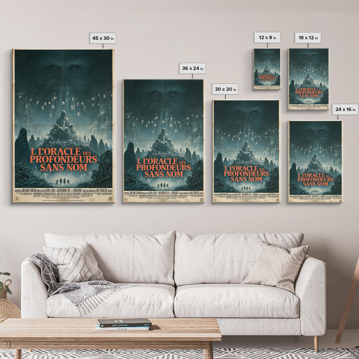 The Oracle Of The Nameless Deep, French Language Horror Movie Poster, 1960s Horror Art, Gothic Cinema Wall Art, Framed Canvas Print