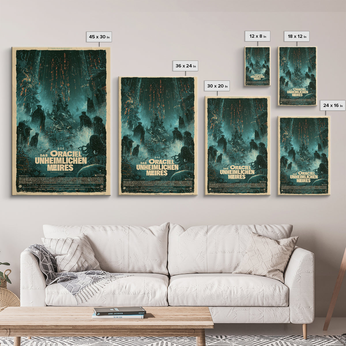 The Oracle Of The Eldritch Sea, German Language Horror Movie Poster, 1960s Horror Art, Lovecraftian Horror Poster, Framed Canvas Print