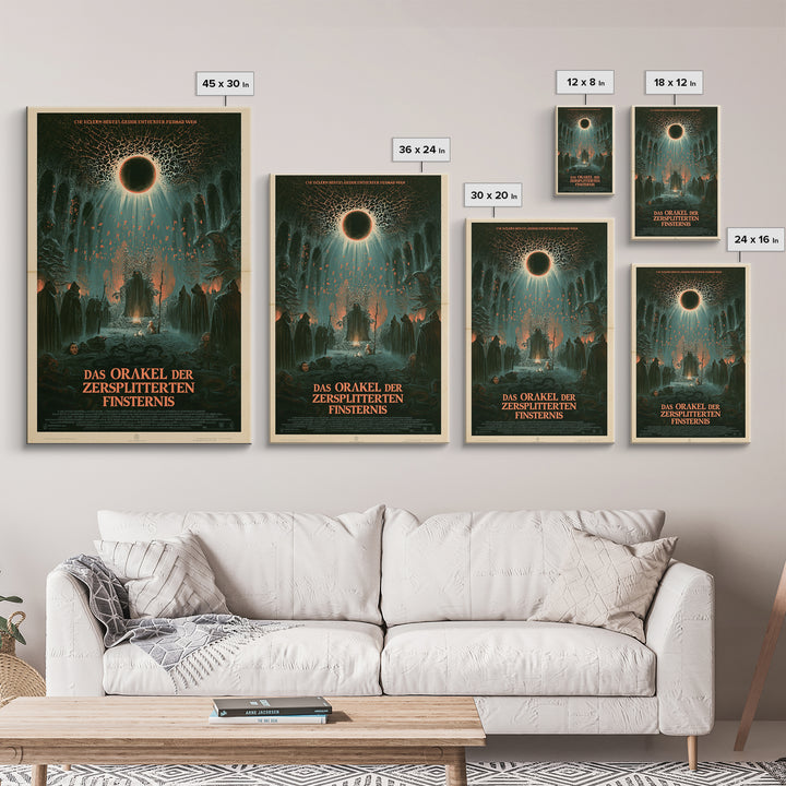 The Oracle Of The Shattered Eclipse, German Language Horror Movie Poster, 1960s Horror Art, Eldritch Cinema Wall Art, Framed Canvas Print