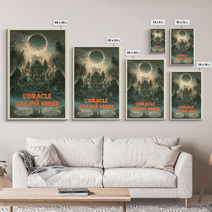 The Oracle Of The Shattered Eclipse, French Language Horror Movie Poster, 1960s Horror Art, Gothic Cinema Wall Art, Framed Canvas Print