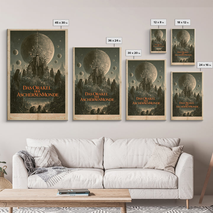 The Oracle Of Ashen Moons, German Language Horror Movie Poster, 1960s Horror Art, Gothic Cinema Wall Art, Framed Canvas Print