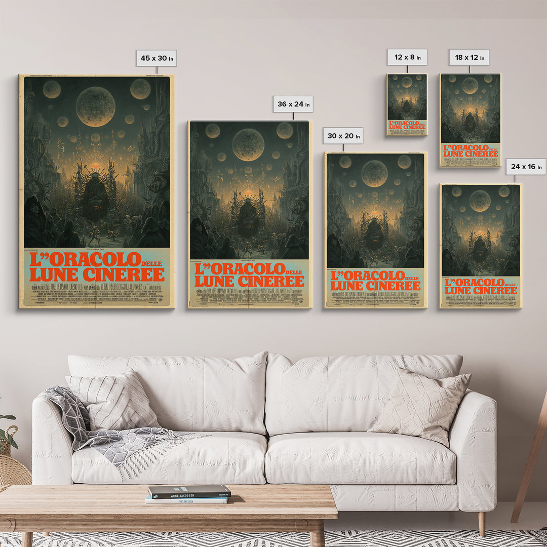 The Oracle Of Ashen Moons, Italian Language Horror Movie Poster, 1970s Horror Art, Gothic Cinema Wall Art, Framed Canvas Print