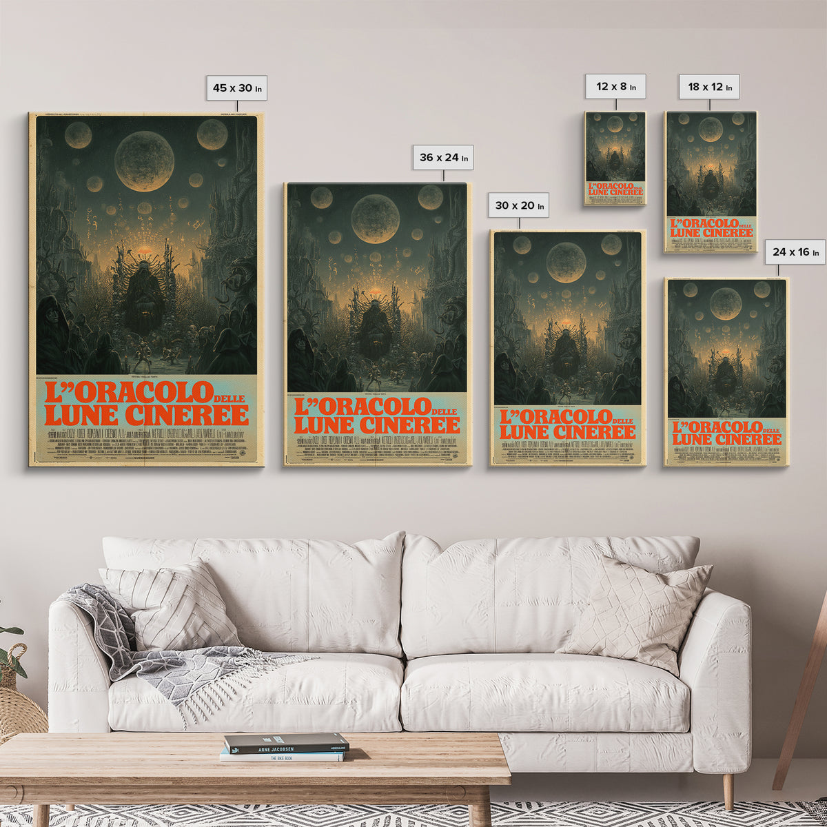 The Oracle Of Ashen Moons, Italian Language Horror Movie Poster, 1970s Horror Art, Gothic Cinema Wall Art, Framed Canvas Print