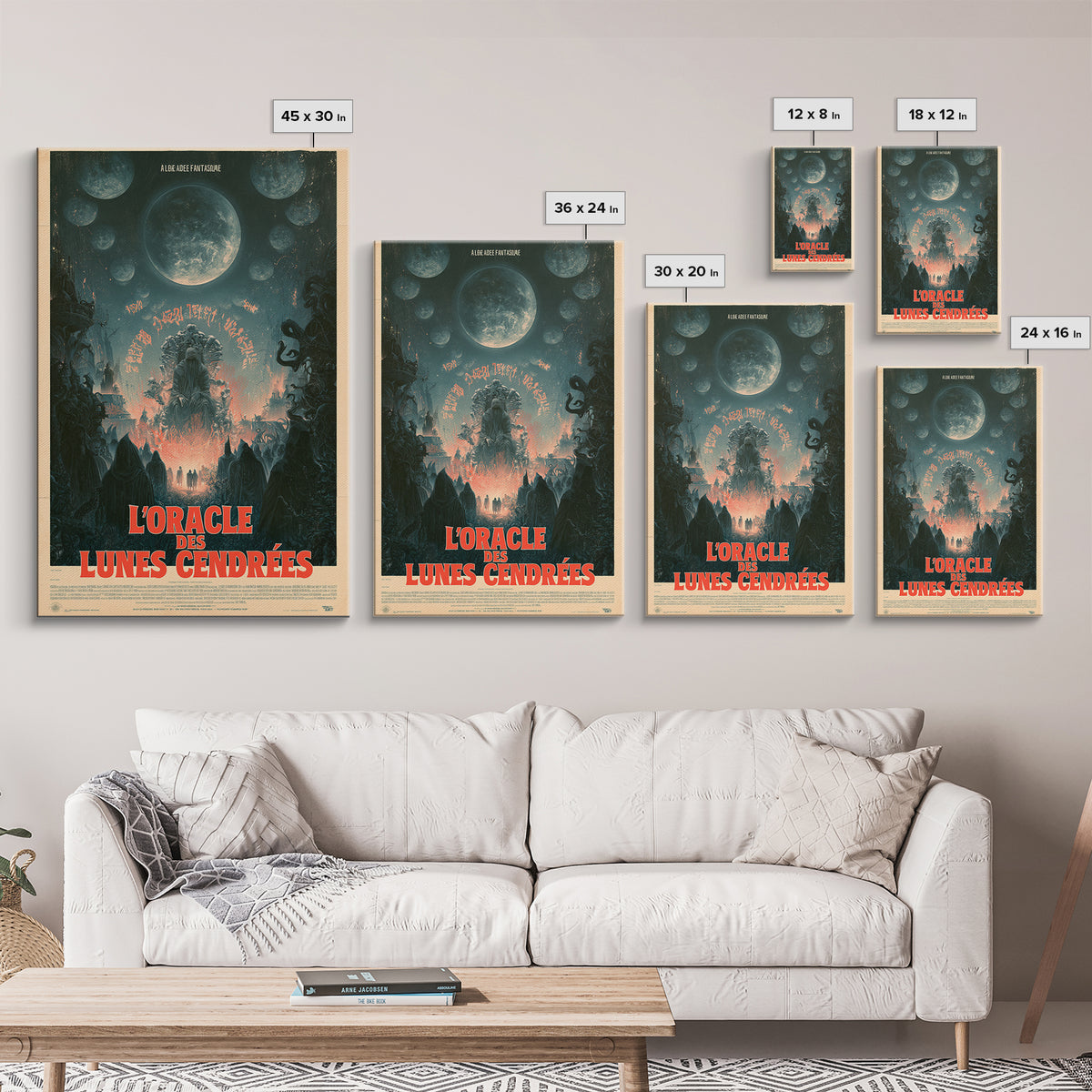 The Oracle Of Ashen Moons, French Language Horror Movie Poster, 1960s Horror Art, Gothic Cinema Wall Art, Framed Canvas Print