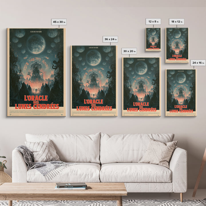 The Oracle Of Ashen Moons, French Language Horror Movie Poster, 1960s Horror Art, Gothic Cinema Wall Art, Framed Canvas Print