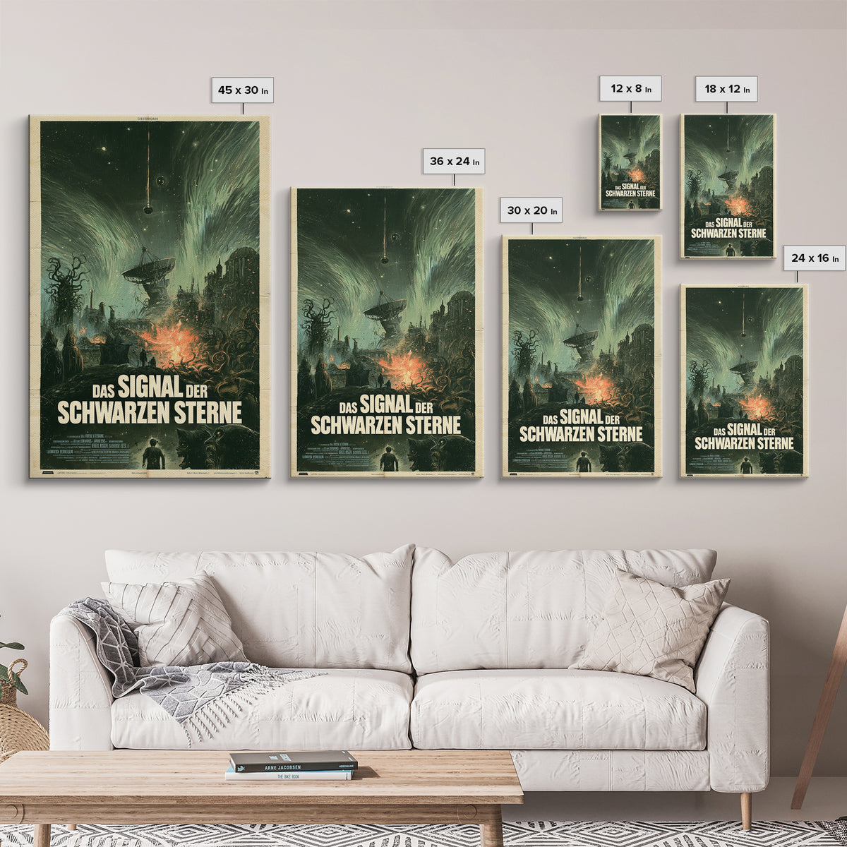 The Signal Of Black Stars, German Language Horror Movie Poster, 1960s Horror Art, Eldritch Cinema Wall Art, Framed Canvas Print