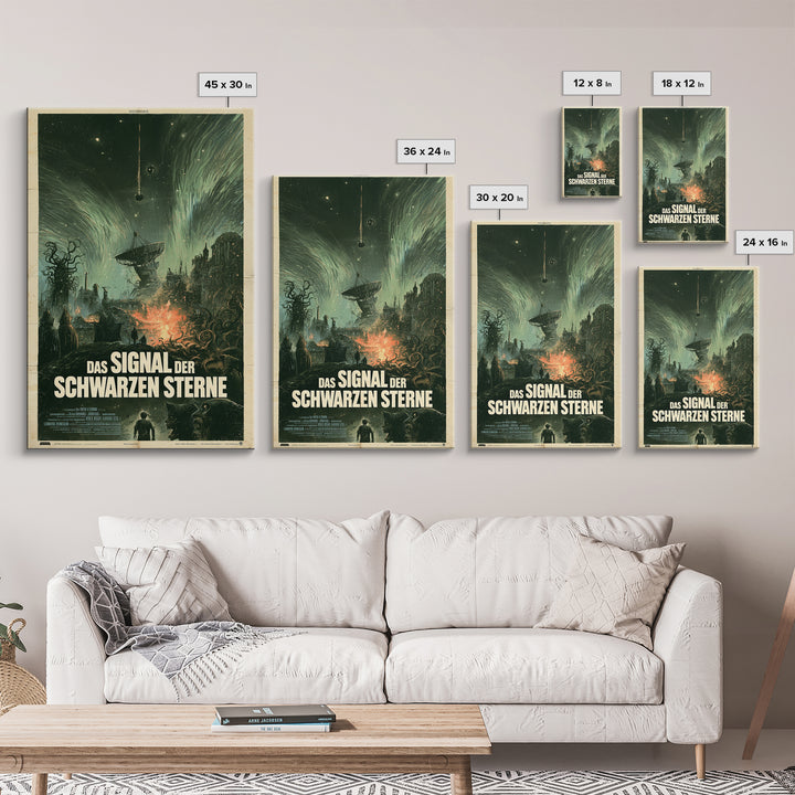 The Signal Of Black Stars, German Language Horror Movie Poster, 1960s Horror Art, Eldritch Cinema Wall Art, Framed Canvas Print