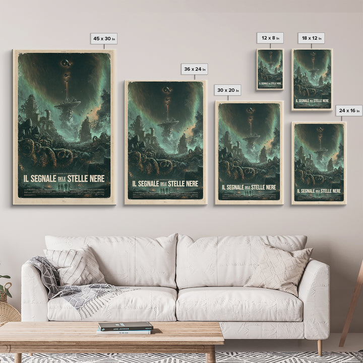 The Signal Of Black Stars, Italian Language Horror Movie Poster, 1970s Horror Art, Eldritch Cinema Wall Art, Framed Canvas Print