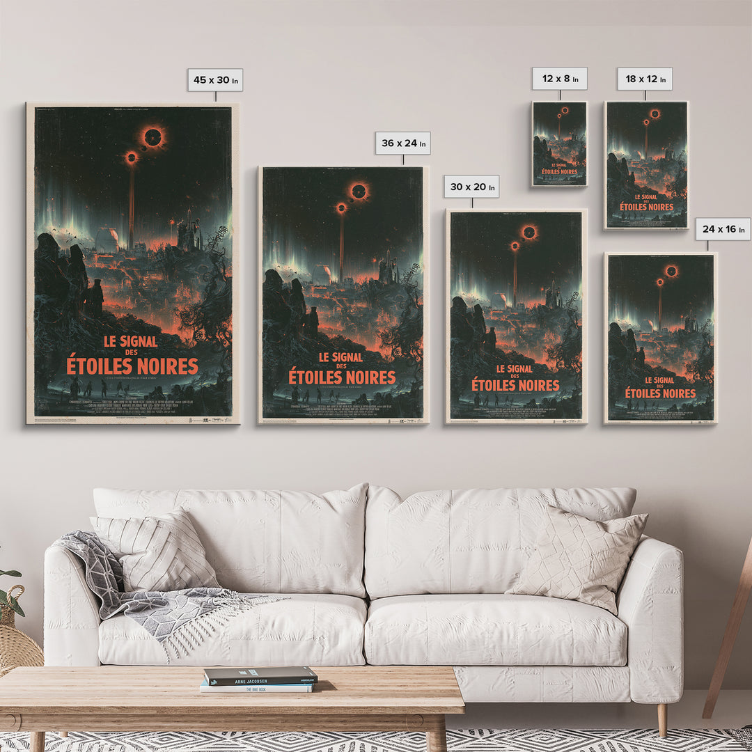 The Signal Of Black Stars, French Language Horror Movie Poster, 1960s Horror Art, Eldritch Cinema Wall Art, Framed Canvas Print