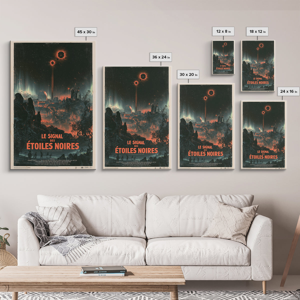 The Signal Of Black Stars, French Language Horror Movie Poster, 1960s Horror Art, Eldritch Cinema Wall Art, Framed Canvas Print