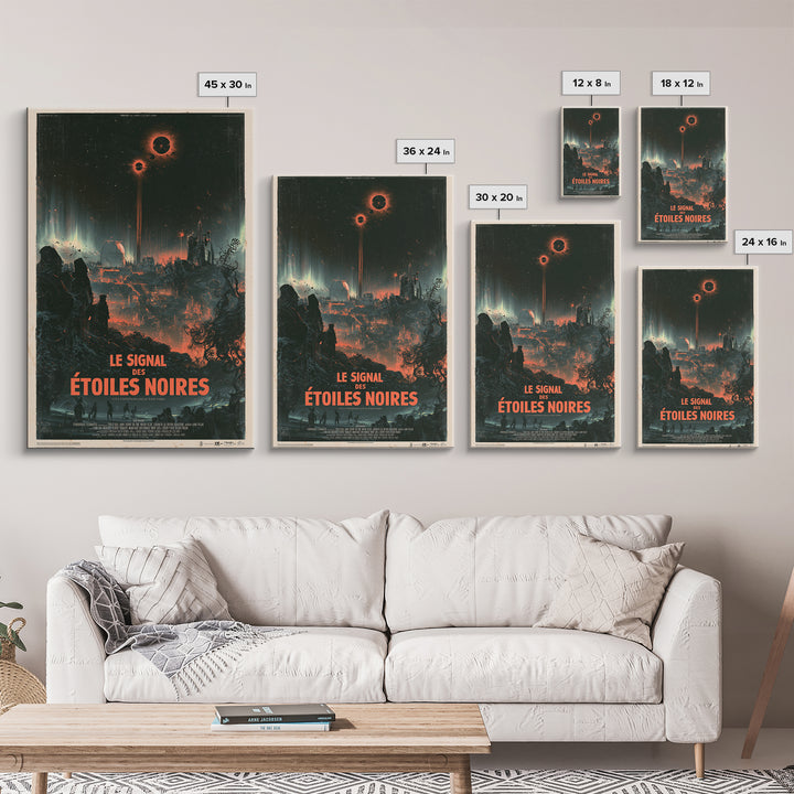 The Signal Of Black Stars, French Language Horror Movie Poster, 1960s Horror Art, Eldritch Cinema Wall Art, Framed Canvas Print