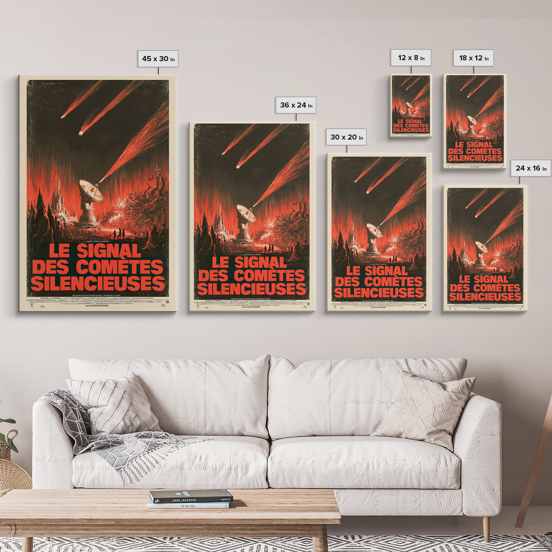 The Signal Of Silent Comets, French Language Horror Movie Poster, 1960s Horror Art, Lovecraftian Horror Poster, Framed Canvas Print