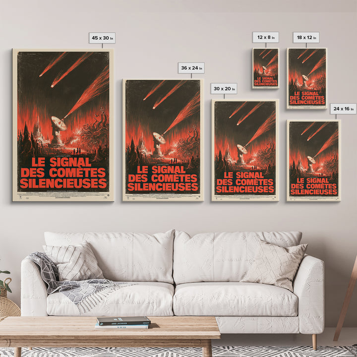 The Signal Of Silent Comets, French Language Horror Movie Poster, 1960s Horror Art, Lovecraftian Horror Poster, Framed Canvas Print