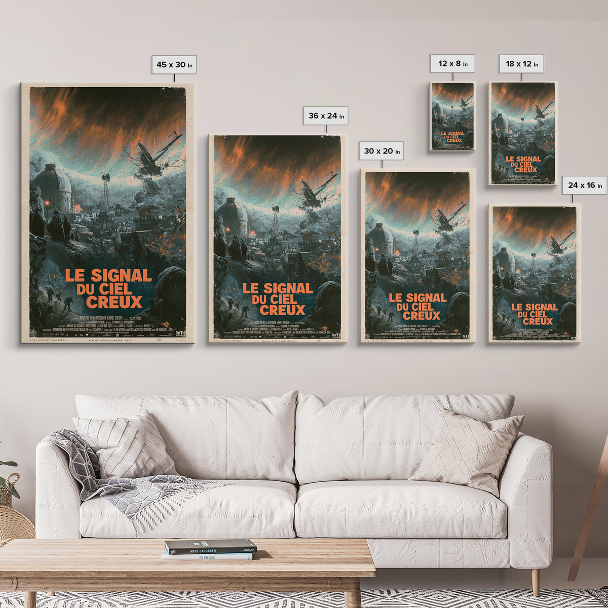 The Signal Of The Hollow Sky, French Language Horror Movie Poster, 1960s Horror Art, Lovecraftian Horror Poster, Framed Canvas Print