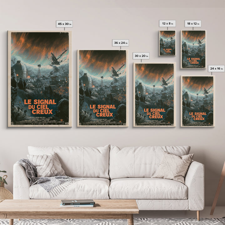 The Signal Of The Hollow Sky, French Language Horror Movie Poster, 1960s Horror Art, Lovecraftian Horror Poster, Framed Canvas Print