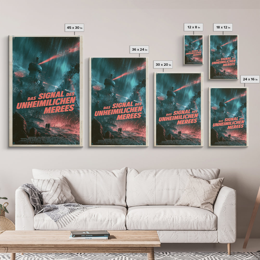 The Signal Of The Eldritch Sea, German Language Horror Movie Poster, 1960s Horror Art, Classic Monster Poster, Canvas Print