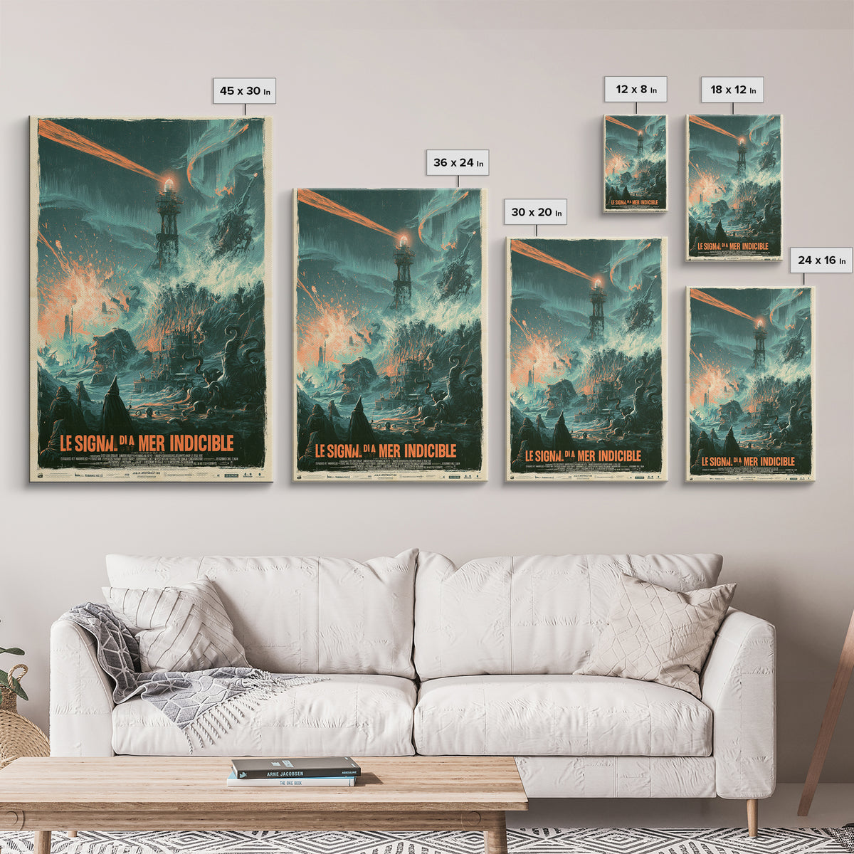 The Signal Of The Eldritch Sea, French Language Horror Movie Poster, 1960s Horror Art, Classic Monster Poster, Canvas Print