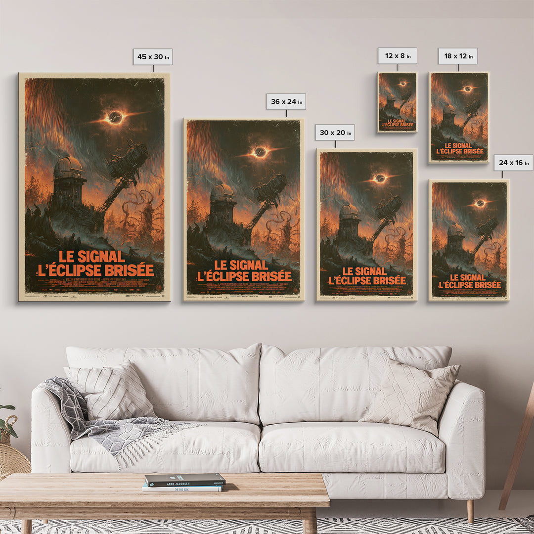 The Signal Of The Shattered Eclipse, French Language Horror Movie Poster, 1960s Horror Art, Eldritch Cinema Wall Art, Framed Canvas Print